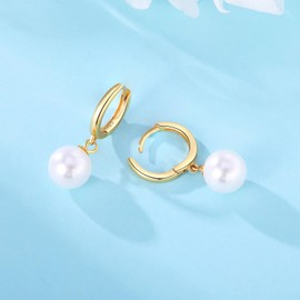 Cycuff 925 Sterling Silver Hoop Earrings Colorful Cubic Zirconia Jewelry Drop Earrings for Women Set Earring Gifts for Her (Simple Beads Earrings)