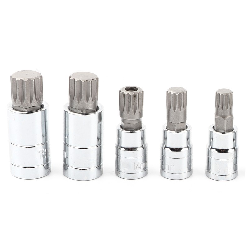 10Pcs 12 Point Triple Square Splined Bit Socket Set M4-M18
