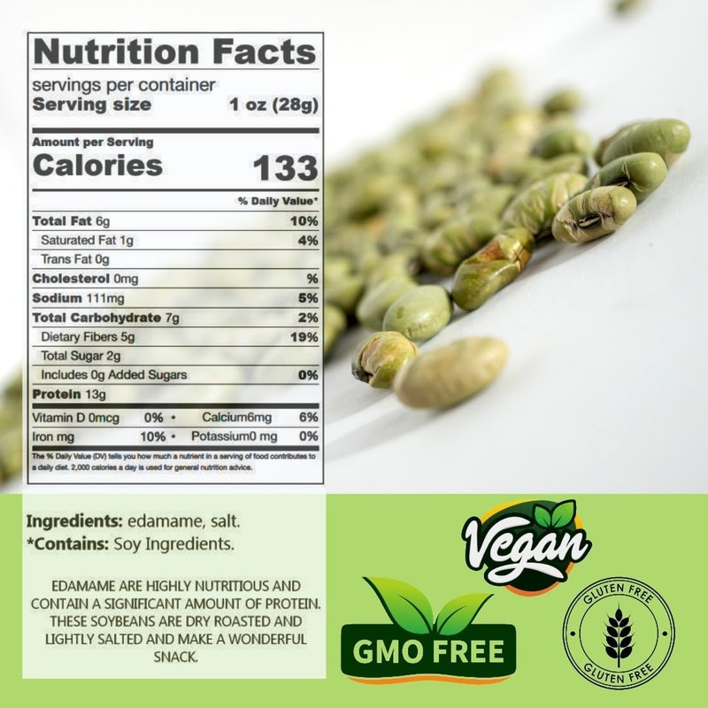 SweetGourmet Lightly Salted Dry Roasted Imported Edamame Green Soybeans, 2.5