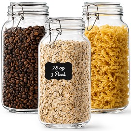 OneDream 78oz Glass Jars with Airtight Lid, 3 Pack Large Glass Storage Jars