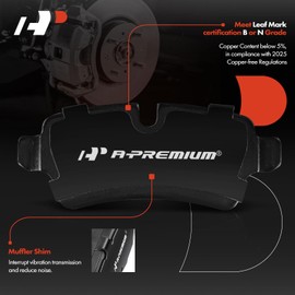 A-Premium Juego de pastillas de freno de disco de cerámica traseras compatibles con Mini Cooper 2007-2015, 4 piezas
