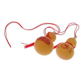 Cabilock 2Pcs Natural Gourd Ornament Feng Shui Wu Lou Pendant Charm Bagua Cucurbit Figurine Wu Lu Hanging Amulet for Good Luck Wealth Success Desktop Decor 13-15cm