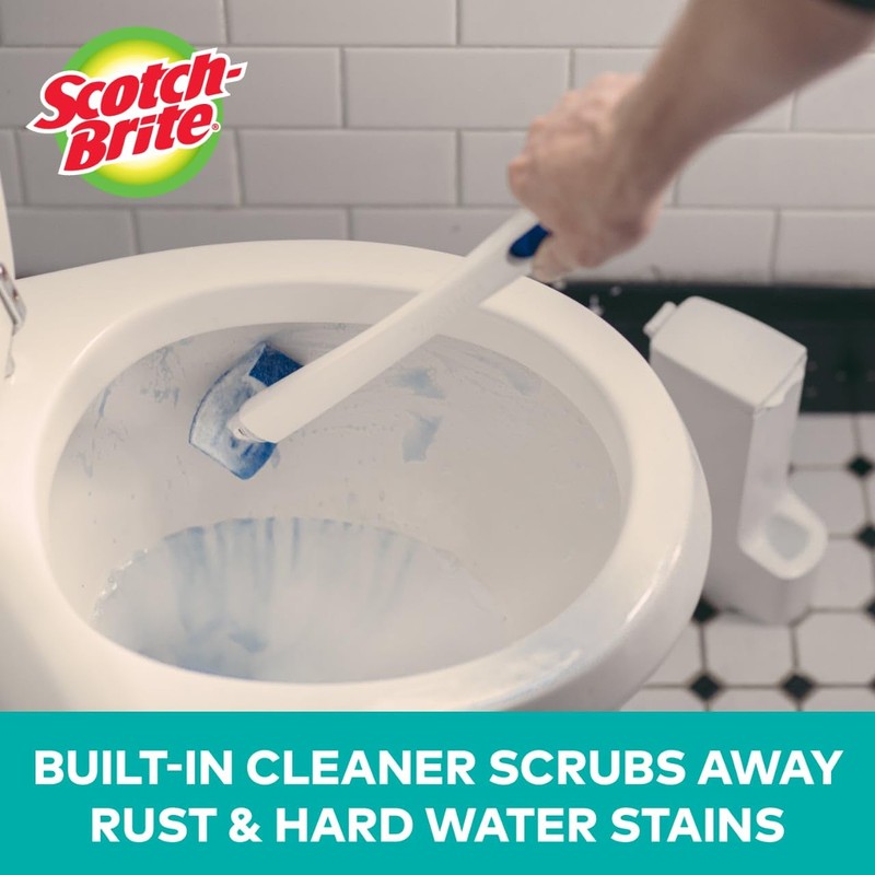 Scotch-Brite Disposable Toilet Scrubber Starter Kit, Disposable Refills with Built-In