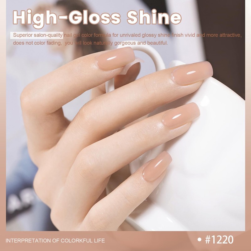 RARJSM Rubber Base Coat Gel Polish Nude Eggshell Pink Skin