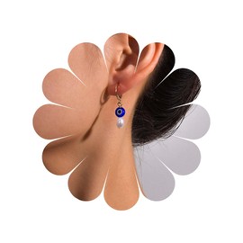 Allereya Vintage Evil Eye Earrings Blue Eye Drop Earrings Tiny Pearl Dangle Earrings Gold CZ Eye Huggie Earrings Jewellery for Women and Girls, Zinc, No Gemstone