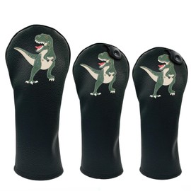 T Rex Dinosaur PU Leather Golf Club Covers Driver Headcovers Fairway Woods Hybrid Protector with Interchangeable Number Tag