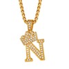 Crown Pendant Necklace for Women Men Iced Out Initial Letter