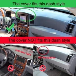 Dash Cover Mat Custom Fit for Jeep Grand Cherokee with Navigator w/o Speaker Dashboard Pad Cap Carpet Protector K375A (Dark Gray)
