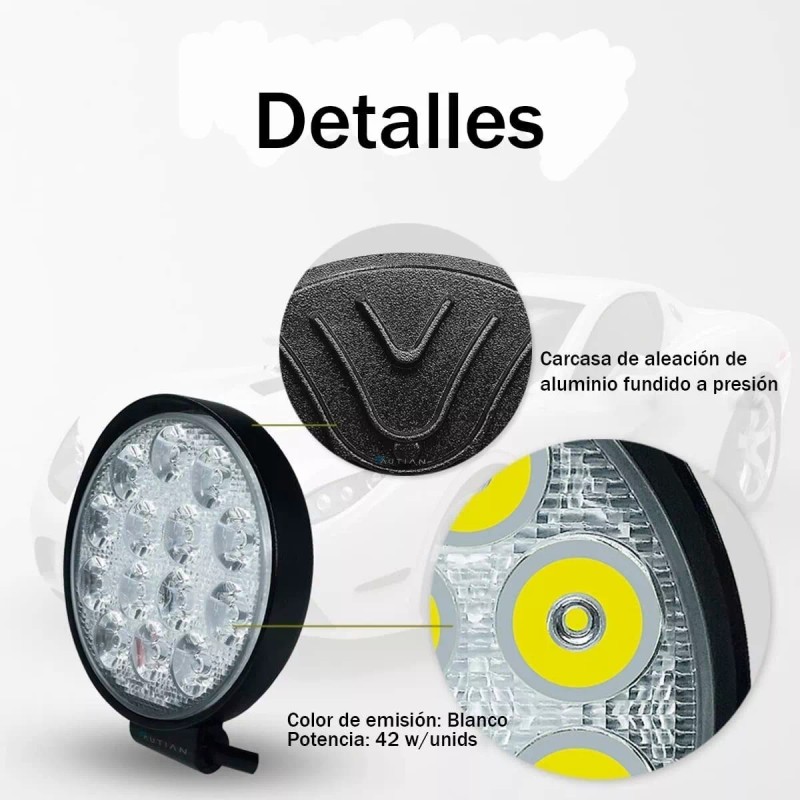 faros de niebla Par Faros 14 Leds Redondo Mini Slim
