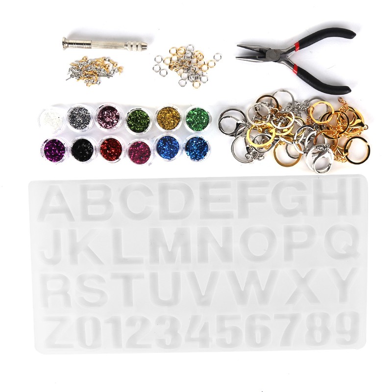 Crystal Epoxy Mold Kit DIY Alphabet Number Silicone Mould Necklace