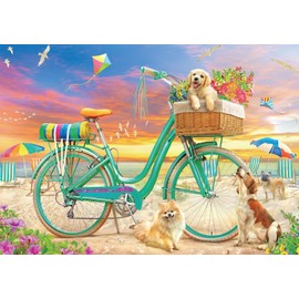 Buffalo Games - Angelo Bonito - Beach Bicycle - 300 Piece Jigsaw Puzzle for Adults Challenging Puzzle Perfect for Game Nights - Finished Puzzle Size is 21.25 x 15.00