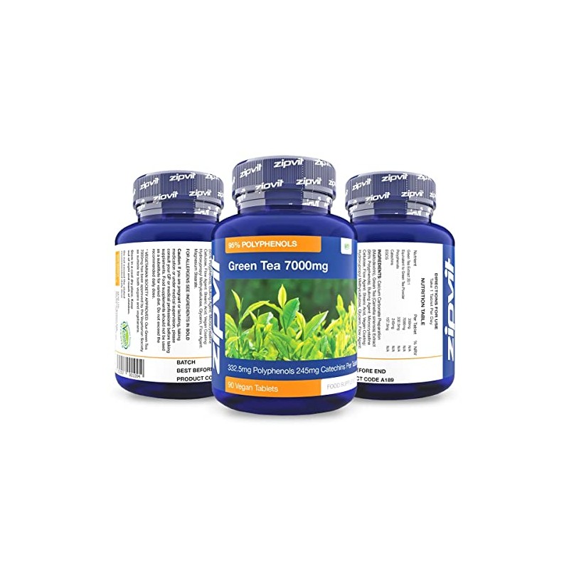 Green Tea Extract 7000mg Antioxidant, 95% Polyphenols. 90 Vegan Green