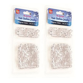 122 Pcs Hair Braid Cuffs Clips Dreadlocks 8x8mm Filigree Tube Beauty Accessories Decoration Jewelry for Kids Children Girls Women All Ages (Silver)