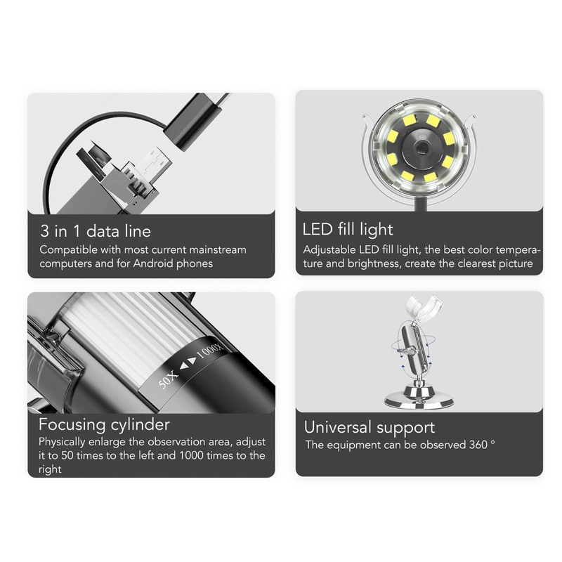 Handheld Digital Microscope, 3 in 1 Digital Microscope, Handheld Digital