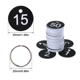 Numbers Tags 1-20, Dedoot 20 Pack 35mm Round Numbered Tags Plastic Small Key Tags 20 Numbered Keychains for Dormitory Keys House Lockers -Black