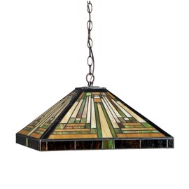 Chloe Lighting CH33359MR16-DH2 Innes Tiffany-Style Mission 2-Light Ceiling Pendant Fixture with Shade, 7.48 x 16.1 x 16.1", Bronze