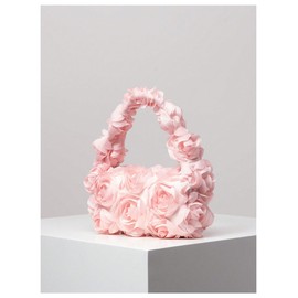 Verdusa Women's 3D Flower Clutch Handbags Rose Evening Purse Top Handle Bags Pink One-Size