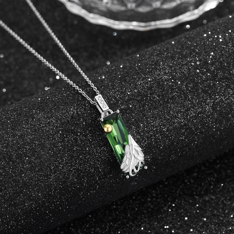 AENEAS Mountain Necklace for Women Sterling Silver Mustard Seed Green