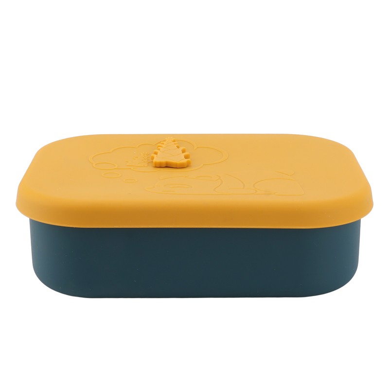 Silicone Bento Lunch Box Rectangle Leakproof 3 Compartment Divided Food