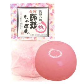 Konnyaku Shabon, Hakodate Konnyaku Shabon, Peach (2.8 oz (80 g) Soap, Facial Cleansing Soap, Formulated with Ceramide (No Additives, Transparent, Moisturizing), For Dry Skin, Sensitive Skin