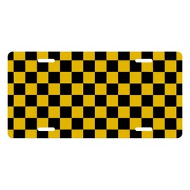 Muishi Yellow Black Cells Decorative License Plate, Vanity Tag, Metal License Plate, Aluminum Novelty License Plate Home Decor for Men/Women/Boy/Girls 6 X 12 Inch (4 Holes)