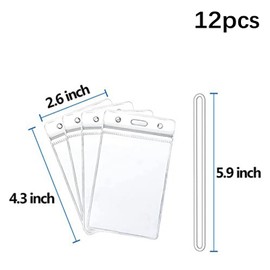 Hinapan Pack of 12 Transparent Luggage Tags, Luggage Tags with Transparent Loops, Plastic ID Badge Holder, Waterproof Label Holder, for Office, Business, Travel
