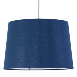 Navy Blue Fabric with Silver Inner Easy Fit Light Shade/Lampshade for Ceiling Light or Table Lamps, 28cm Diameter