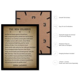 Poster Master Emma Lazarus Poster - The New Colossus Print - Poetry Art - Literary Quote Art - Gift for Him, Her, Men, Women - Motivational Decor for Bedroom, Living Room, 8x10 Black Framed