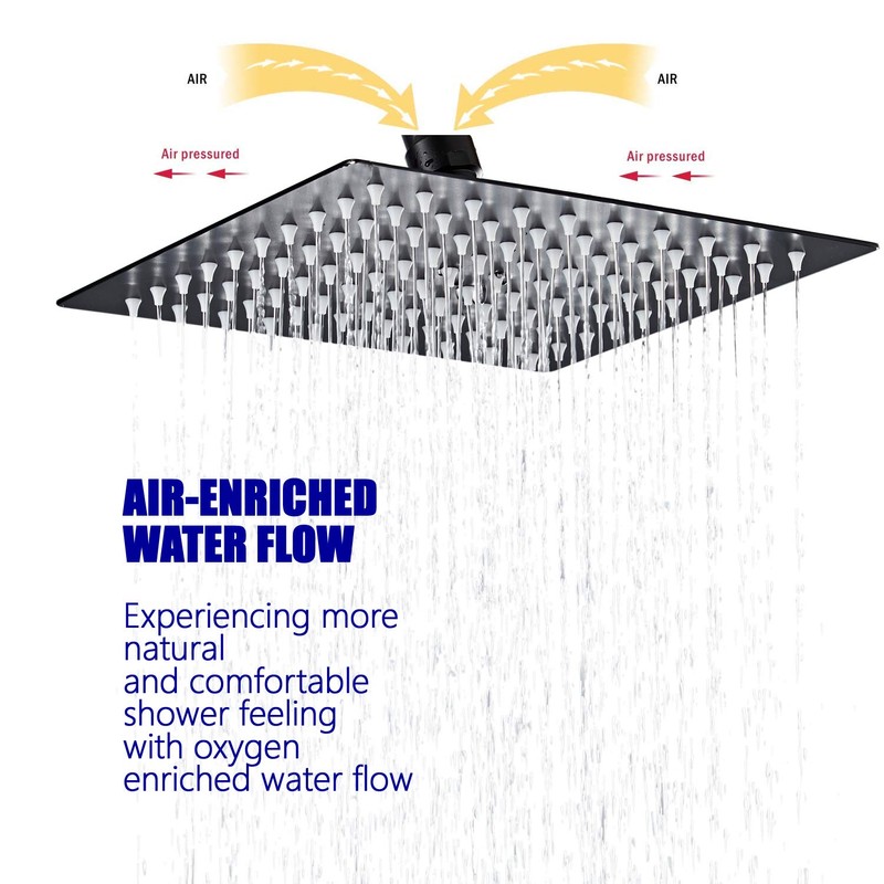 Shower Head,12 Inch Rainfall Shower Head in Matte Black,High Presssure