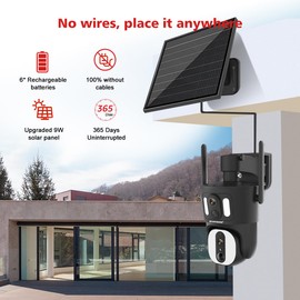 BOAVISION 4G LTE Cellular Security Camera Outdoor, Dual-Lens Wide View, No WiFi, Wireless Solar Battery Powered, 1080P Spotlight Color Night Vision, Local Storage, 2-Way Talk