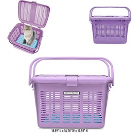 Sheraton Luxuries Easy Open Wide Top Load Door Pet Cat Carriers Fully Assembled (Carrier Inside Size: Approx:15.38x11.13x9.88 Outside 16x11.75x9.88) (Lavender)