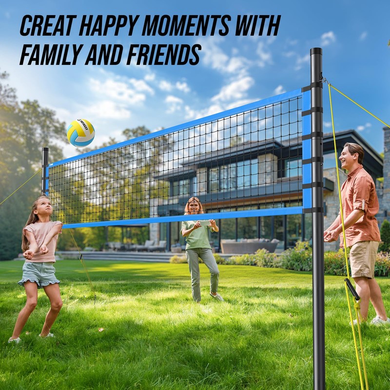 Patiassy Outdoor Portable Volleyball Net Set System - Quick &