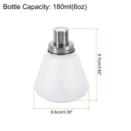 HARFINGTON Solvent Alcohol Dispensers 180ml(6.1oz) Conical Push Down Liquid Dispenser Pump Bottle with Stainless Steel Lid and Aluminum Core for Acetone Polish Remover, White