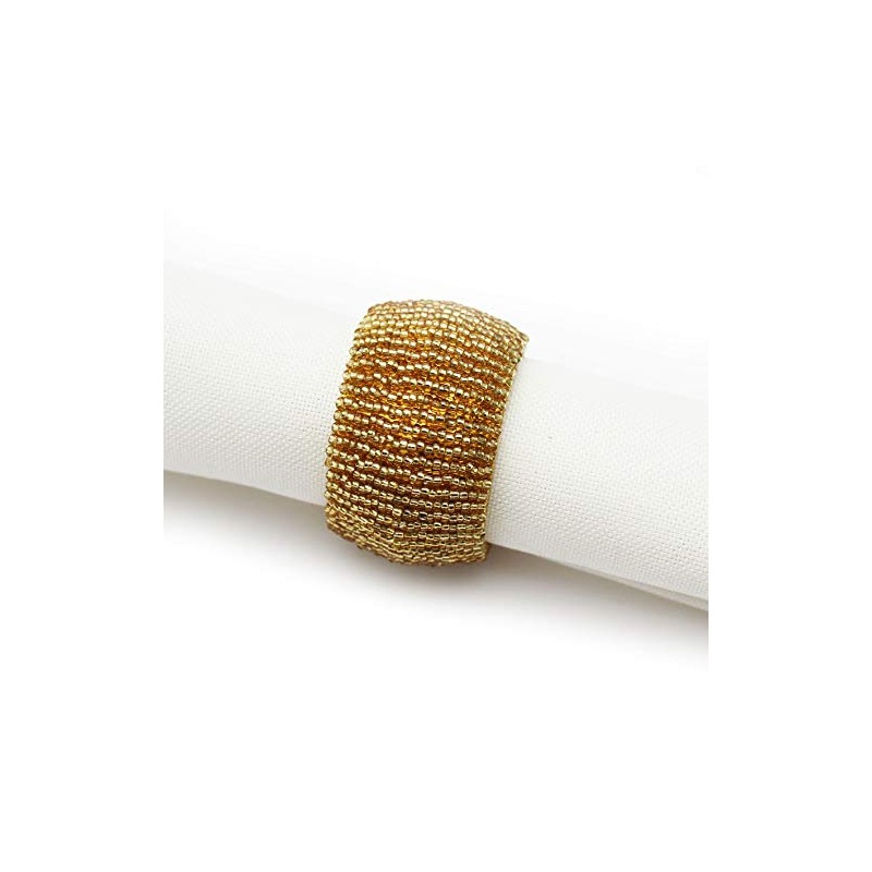 Peggy Wilkins Bliss Beaded Christmas Napkin Ring - Gold