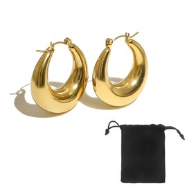 Chunky Gold Hoop Earrings, 925 Sterling Silver Hoop Earrings, 18k Gold Plated Earrings, Hypoallergenic Sterling Silver hoop earrings, Lightweight Gold Hoop Earrings, for Women Girls