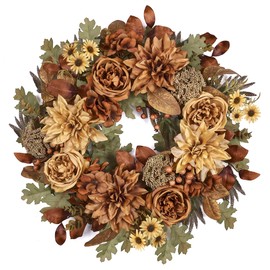 MDSTBN 24in Fall Wreaths for Front Door Artificial Autumn Wreath