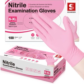 Schneider Schneider Nitrile Exam Gloves - 4-mil Medical, Disposable, Latex Free, Powder Free, Food Safe Gloves for Cooking, Cleaning, Examination - Cherry Blossom, XS, 50-ct Box
