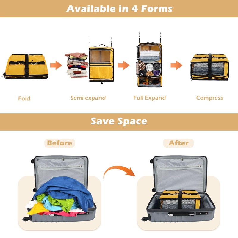 Surblue Hanging Shelves Travel Compression Packing Cube for Carry-on Luggage