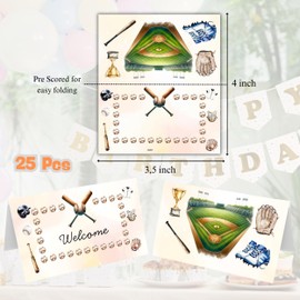 Baseball Table Place Cards - Set of 25 - Name Cards for Birthday Party Favors, Sports Themed Party Decorations (Baseball)
