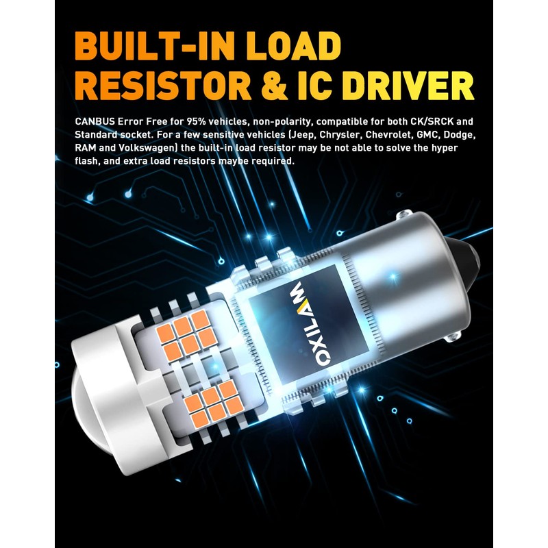 OXILAM BA15S 1156 LED Turn Signal Light Bulb CANBUS Error