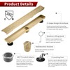 Sharp-tec 28 inch Linear Shower Drain, Gold Rectangular Floor Drain,