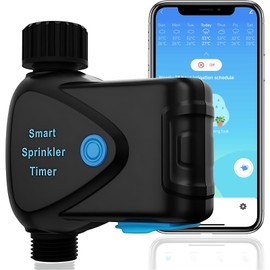 WiFi Water Timer with Flow Meter - No Hub Required, Flow-Sensing Smart Sprinkler Timer Compatible with Alexa & Google Home, Wireless Remote Garden Irrigation, Real-Time Water Usage Monitor