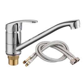 Kitchen Sink Mixer Tap Single Lever with 2X Hoses 60cm,Pull Out Kitchen Tap with Long Swivel Spout,Single Handle Sink Mixer Tap Brushed Nickel