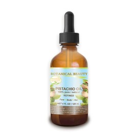 PISTACHIO OIL Italian Pistacia vera 100% Pure Natural Refined 4 Fl.oz.- 120 ml for FACE, SKIN, BODY, HAIR, NAILS, FOOT CARE. Vitamin E Antioxidant Serum, Skin Moisturizer by Botanical Beauty