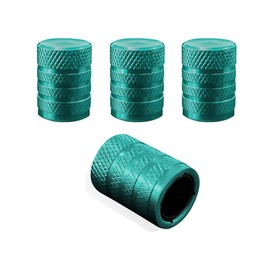 povtii 4 PCS Car Tire Valve Stem Caps, Aluminum Anti Corrosion Tire Air Caps with with Plastic Seal, Universal Leakproof Tyre Stem Cover, Car Accessories for Truck Bike Motorcycle (Green)