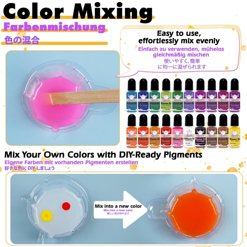 Silicone Pigment Dye 20-Color Taba Squishy Kit Mold Making