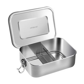 UPTRUST Stainless Steel Lunch Box, 800ML/27oz, Metal Bento Boxes with Lockable Clips t, Adjustable Divider included, Metal Lunch box for Travel & Work