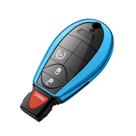 Tukellen for Dodge Key Fob Cover,Special Soft TPU Key Case Cover Protector Compatible with 2013-2018 Ram Grand Caravan Charger Challenger Durango Journey Magnum Remote/Smart Key,Key Shell-Blue