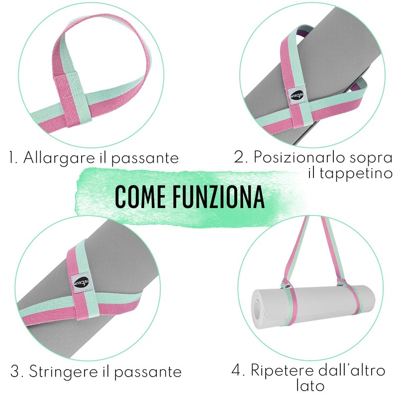 TECEUM Cintura Premium per Tappetino Yoga in Morbido Cotone Universale