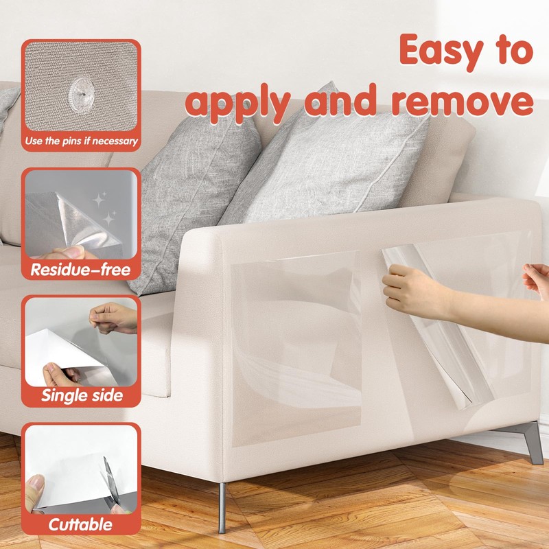 Secopad 18 Pcs Large Cat Scratch Furniture Protector, Transparent Couch